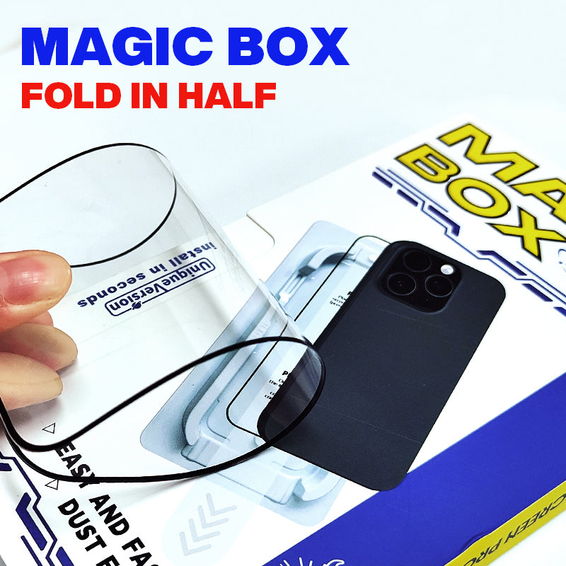 iPhone 17 Pro Max Magic Box 2-i-1 skärmskydd i härdat glas – automatisk dammborttagning, enkel installation, kristallklart skydd